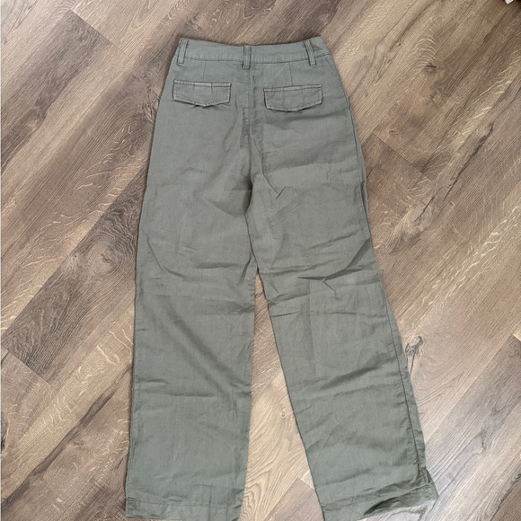 GAP Green Trousers Relaxed Fit Linen size 4 Tall - Picture 2 of 6
